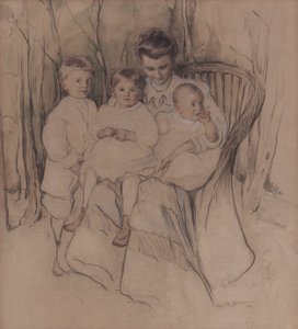 Mor og tre barn